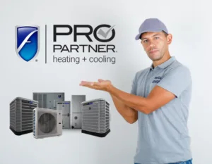 HVAC technician promoting heating and cooling systems